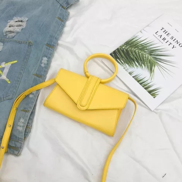 Handbags - Colorful Round Handle Small Crossbody Bag Purse Yellow